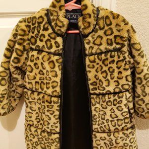 Girl Leopard Faux Fur Coat